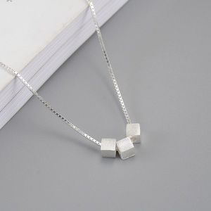 Sterling silver brushed simple geometric necklace